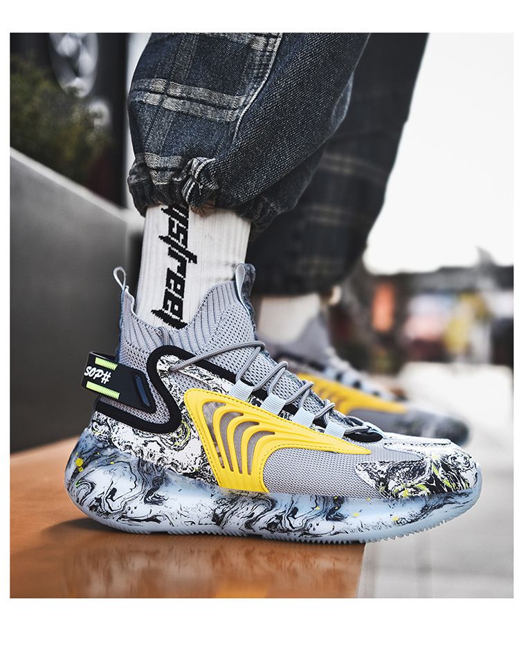 Men's new large high top basketball sneakers winter plush insulation casual dad men's trendy shoes_voghion.com