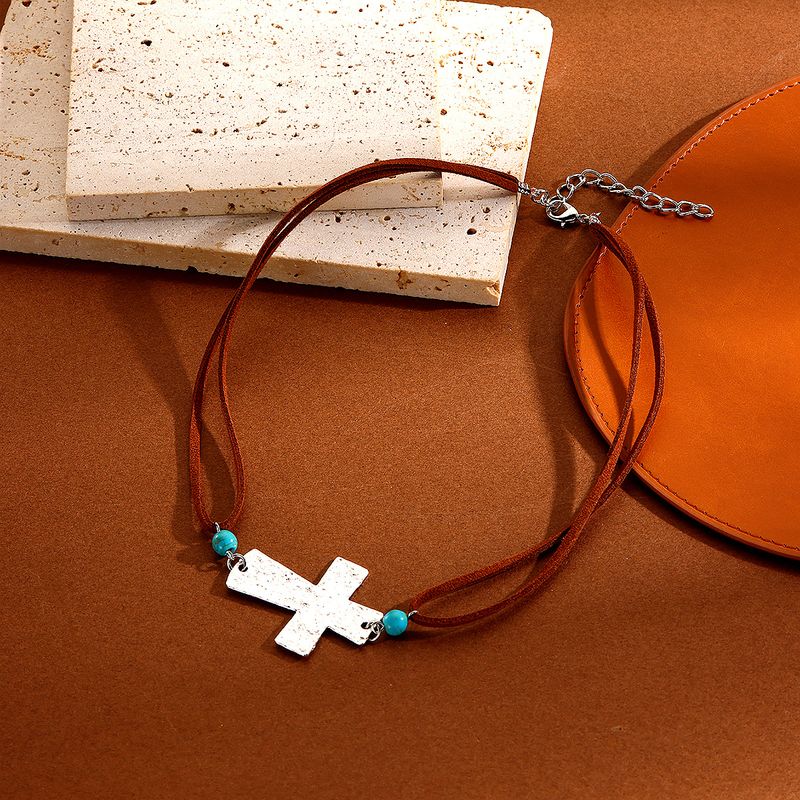 necklace national style bull head cross cowboy Maillard stacking select retro necklace_voghion.com
