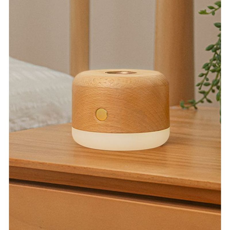 Lampada in legno massello Chaihua Friends, macchina per aromaterapia ricaricabile, luce notturna da comodino per camera da letto, olio essenziale silenzioso_voghion.com