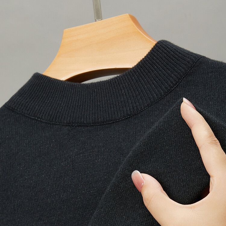 Herrenbekleidung Live-Übertragung Halbrollkragen Langarm-Strickpullover Herren Herbst und Winter Neues einfarbiges warmes Unterhemd Herren_voghion.com