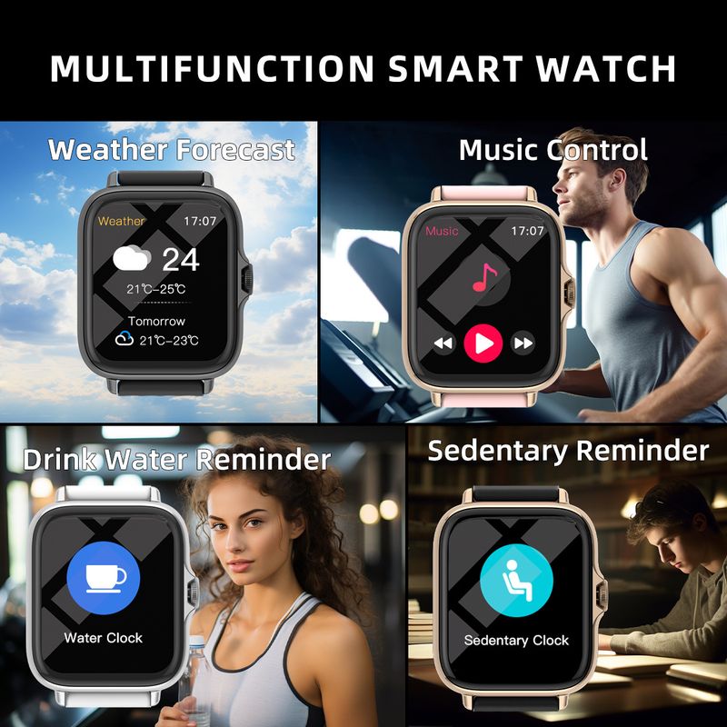 Smart Watch With Heart Rate & Blood Pressure Monitoring, Step Counter, Bluetooth Connectivity, Multi-Sport Fitness Tracker_voghion.com