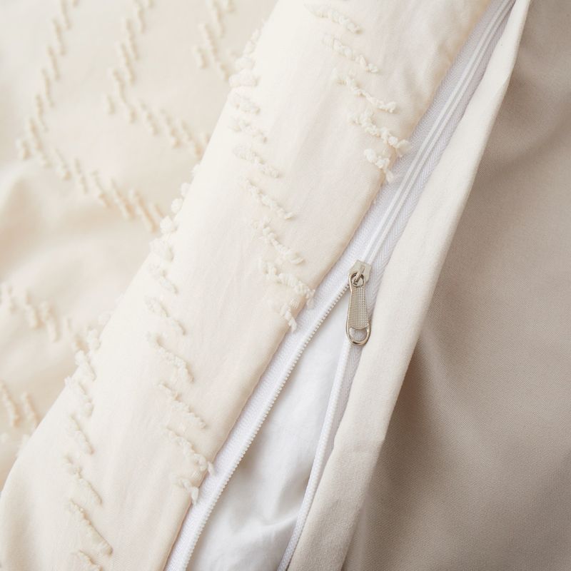 Weiches Flanell-Bettwäscheset mit geometrischem Wellenmuster in Beige, 3-teiliger Bettbezug im skandinavischen Stil mit Spannbettlaken, mehrere Größen, gemütliches Wohndekor_voghion.com