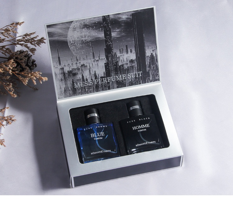 Charming Men's perfume Gift Box Lasting Fragrance Blue Student Gulong perfume Set 2 Bottle with Crystal 60ML_voghion.com