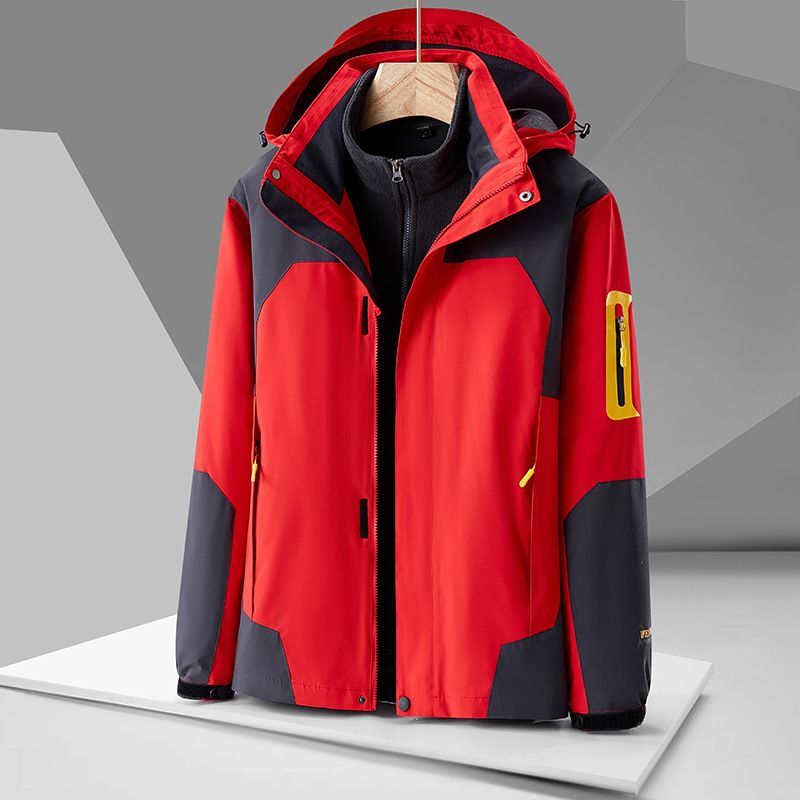 Giacca impermeabile da uomo in due pezzi, fodera in pile 3 in 1 da donna per la pesca all'aperto_voghion.com