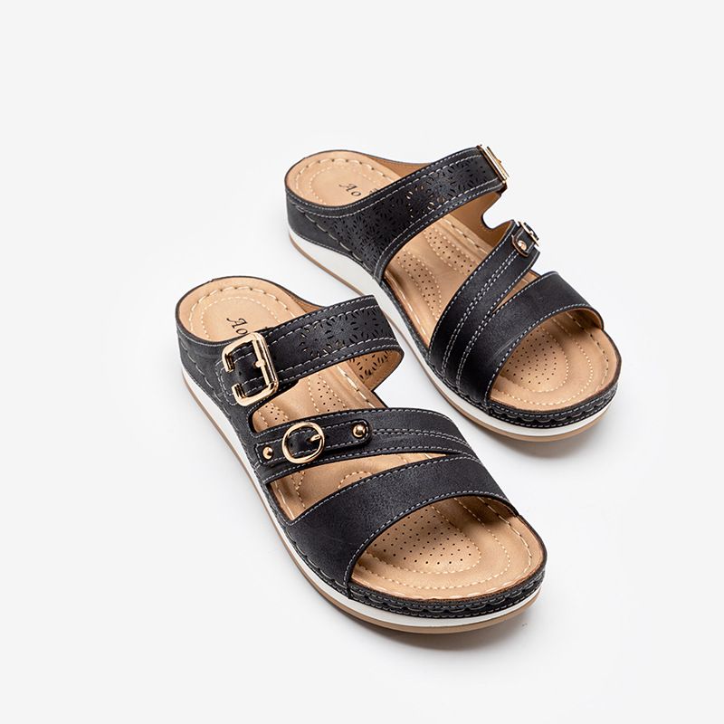 Neu für Frauen, die rutschfeste, lässige Sandalen mit Metallschnalle und dicker Sohle tragen, Sommer-Hausschuhe_voghion.com