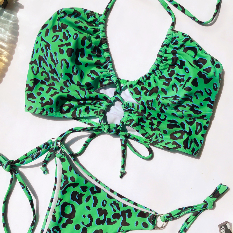 Damenbekleidung Split Badeanzug Leopardenmuster Bikini Badeanzug_voghion.com