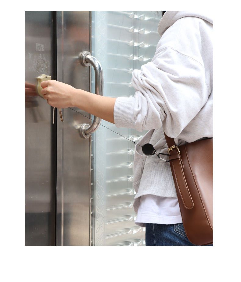 Anti-Lost Anti-Theft Keychain Outdoor Drawstring Buckle ABS Material Round Carabiner Retractable Easy Pull_voghion.com