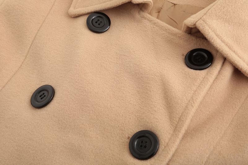 Elegant Women's Wool Blend Trench Coat With Belt & Peplum Hem - Slim Fit Long Coat For Autumn/Winter_voghion.com