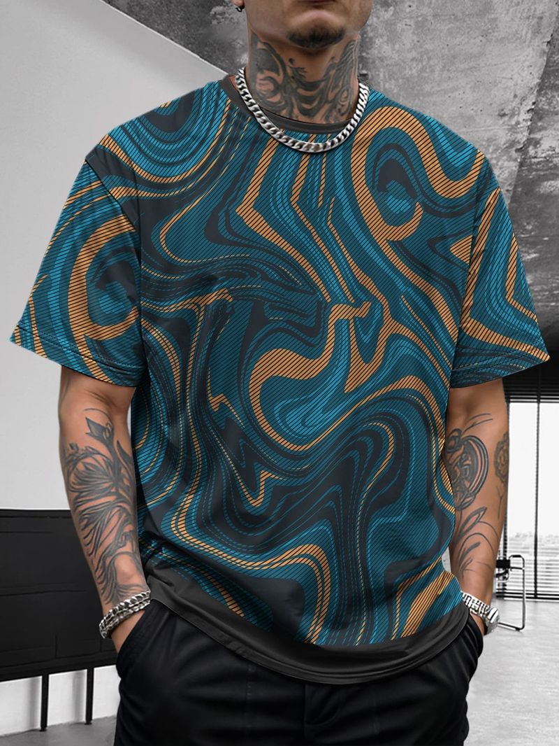 Sommer Neue Herren Tie Dye Graffiti Hip-Hop Mode Lässig Atmungsaktiv Vielseitig Bequem Hübsches Kurzarmhemd_voghion.com