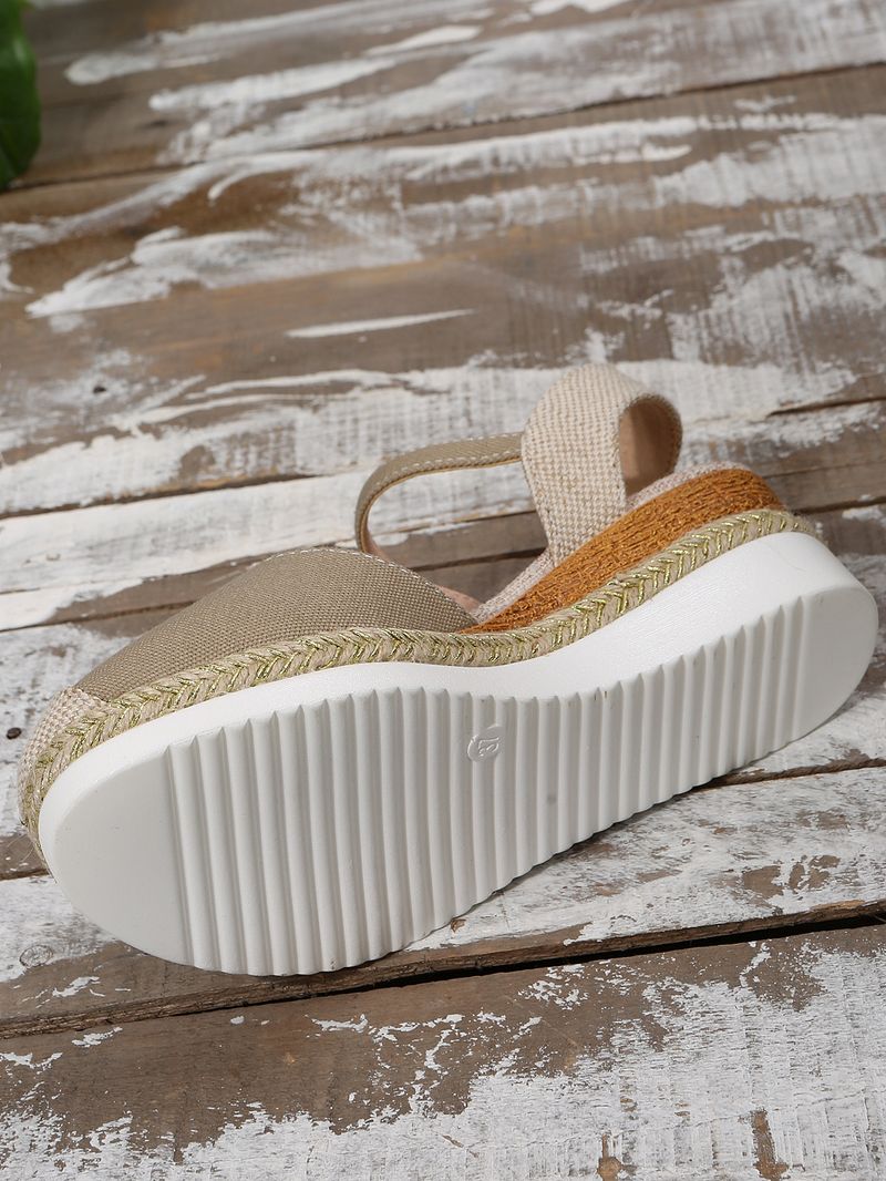 Women's summer large size color matching closed toe back sandals wedge heel lightweight rope braided buckle women's shoes thick bottom sandals_voghion.com