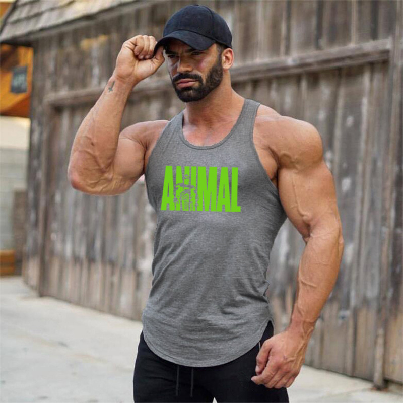Bodybuilding Fitness Sport Tank Top Herren Gym Tank Top Runder Saum Slim Fit Training Racerback Tank Top_voghion.com