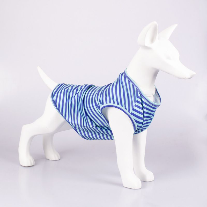 2025 Spring Summer Thin Pet Vest Striped Round Neck T-Shirt Small Medium Dogs Cooling Dog Clothes_voghion.com