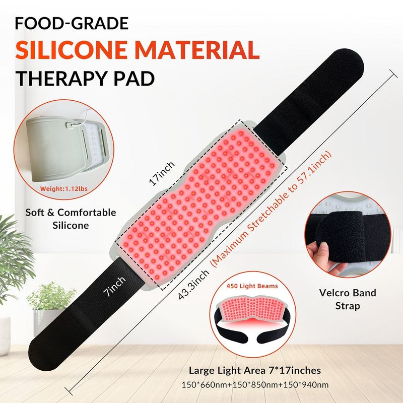Cintura LED 660nm Luce rossa e 850nm 940nm Dispositivo terapeutico a infrarossi vicino per il sollievo dal dolore alla schiena e alla vita_voghion.com