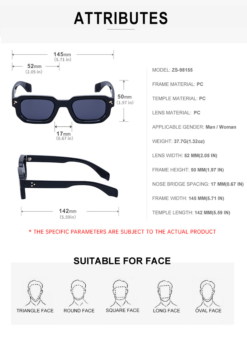 2024 Neue europäische und amerikanische Mode, einfache und vielseitige trendige Box-Sonnenbrille für Männer, kleine Rahmen-Straßenschieß-Sonnenbrille für Männer_voghion.com