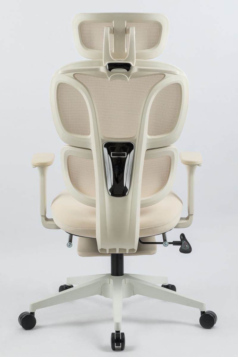 Ergonomic Office Chair With Footrest, High Back Computer Office Chair With Dynamic Lumbar Support, 2D Headrest, 2D Armrest, Sponge Seat, Mesh Home Office Desk Chair For Adults, CREAM_voghion.com