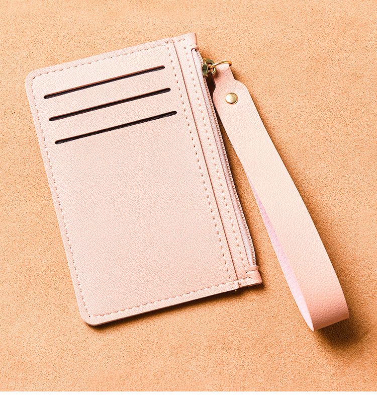 Card Bag Card Cases Hand Held Card Holder Ultra Thin Card Holder Women's Small Coin Purse Solid Color Leather Handle With Zipper For Driver's License_voghion.com