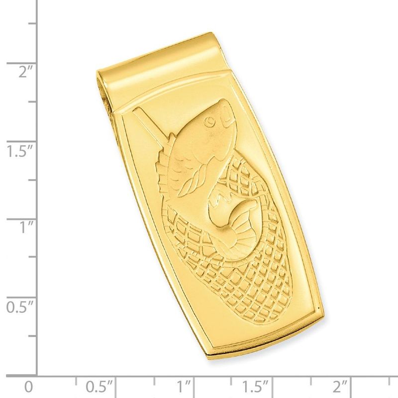 Gold-plated Kelly Waters Fish In Net Hinged Money Clip_voghion.com