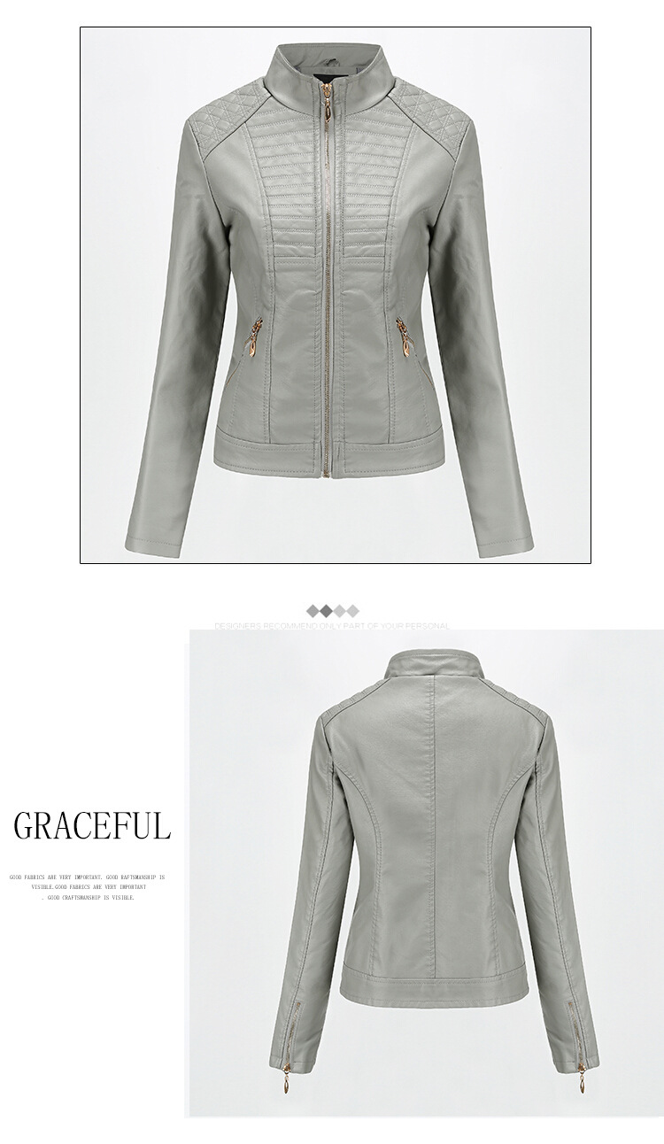 Women's Clothing Leather Jacket Leather Jacket Casual Spring and Autumn Coat_voghion.com