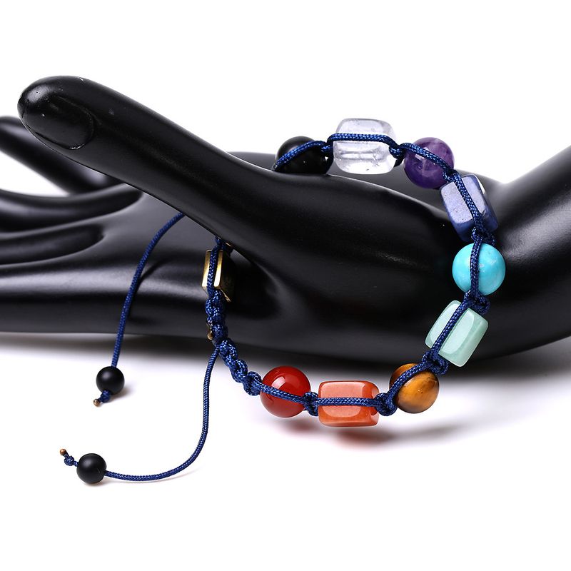 Braccialetti con ciondoli, quadrati ad angolo retto, yoga, braccialetto intrecciato con sette vene in pietra, qualità femminile, pietra rossa, pietra occhio di tigre, avventurina verde, ametista_voghion.com