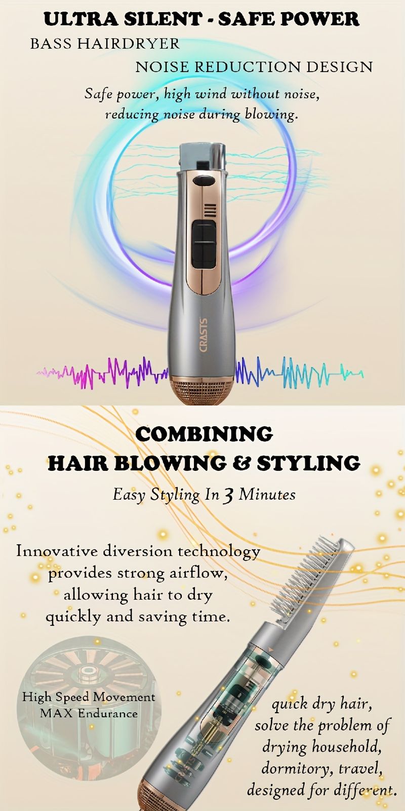 2-in-1-Heißluftbürste und Glättungskamm für müheloses Haarstyling – das perfekte Weihnachtsgeschenk für Frauen_voghion.com