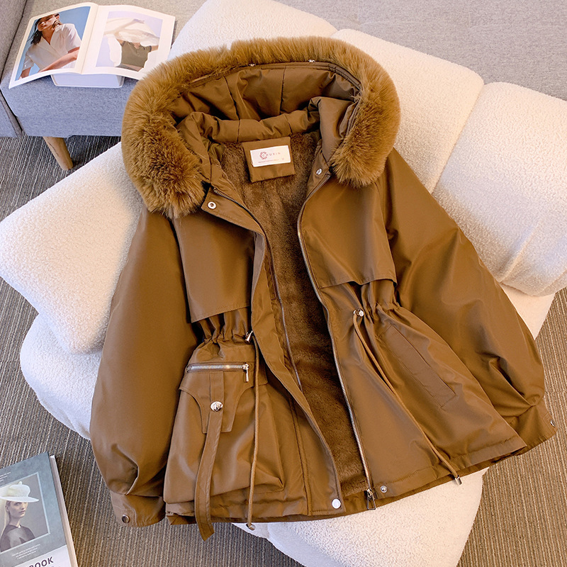 Giacca invernale da donna Giacca tutto in uno alla moda e versatile, con pelliccia spessa e velluto_voghion.com