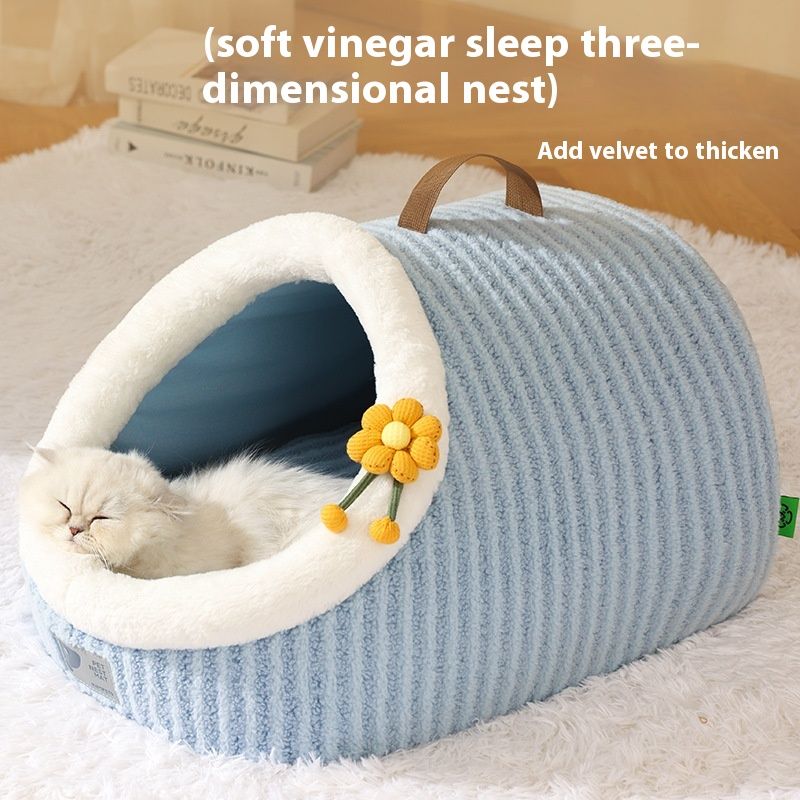 Nuovo nido per cani tridimensionale per animali domestici, caldo per autunno e inverno, semi-chiuso, portatile, in stile gatto_voghion.com