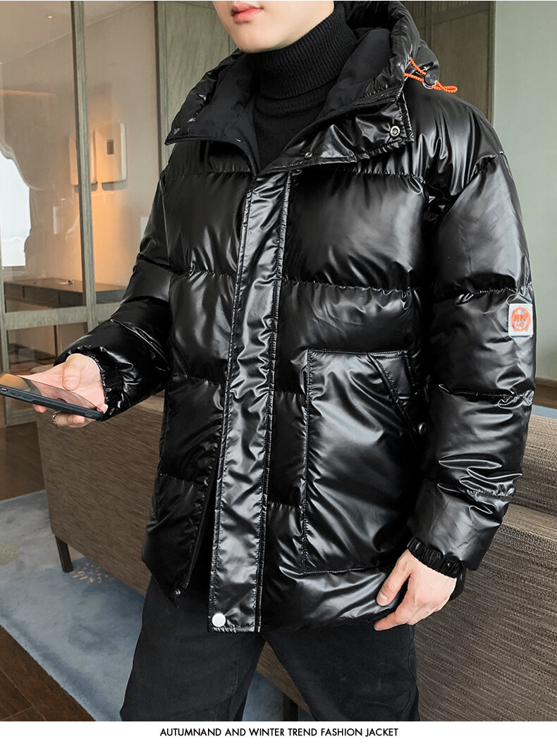 Herbst Winter Herren Baumwolle gefütterte Freizeitkleidung Herren dicke warme Kleidung Jacke glänzender Mantel große Herrenbekleidung_voghion.com