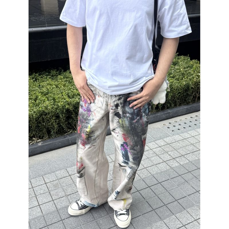 2024 Classic Good Crisp Washed Wide-Leg Jeans Visual Illusion Print Loose Fit Unisex_voghion.com