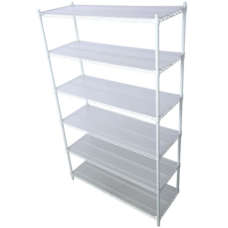 6 Tier 6000lbs Capacity NSF Metal Shelf Wire Shelving Unit, Heavy Duty Adjustable Storage Rack With Wheels & Shelf Liners For Commercial Grade Utility Steel Storage Rack, White - 84"H X 48"L X 20"D_voghion.com