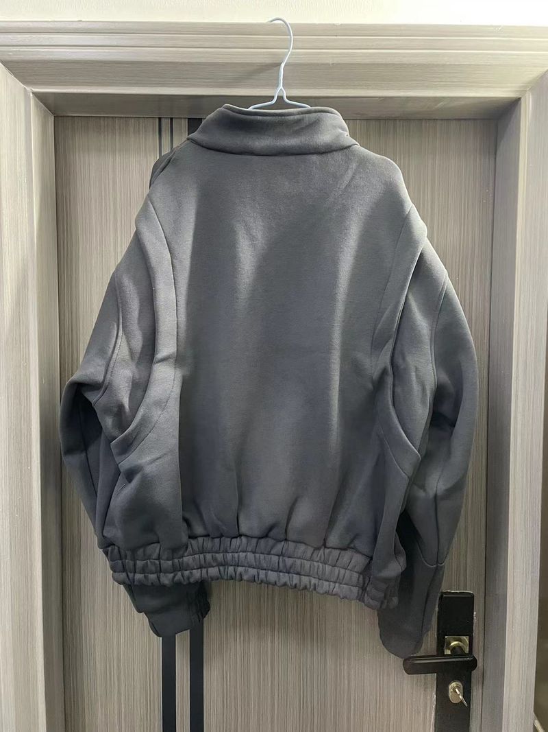 Männerkleeder Schwéier 500g Komposit Kotteng Reißverschluss Cardigan Gerippte Manschetten Standkragen Pulloverjackett_voghion.com