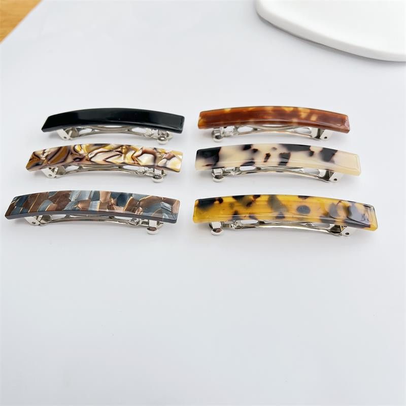 Combination Of New Acetate French Spring Clip Simple Top Clip Steel Clip Temperament Hair Accessories Tortoise Shell Color Metal Hair Clip_voghion.com
