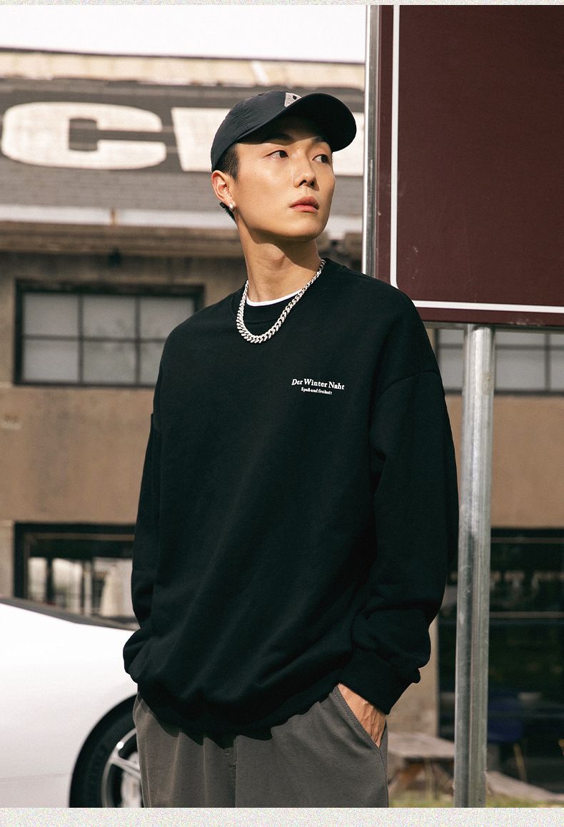 Bluza z okrągłym dekoltem w stylu retro – Heavyweight Unisex Streetwear (czarny/szałwiowy/kremowy, oversize'owy sweter vintage)_voghion.com