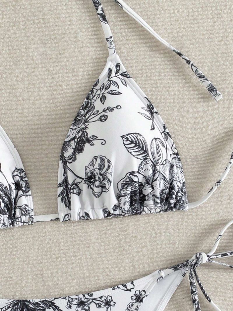Women's Clothing Sexy Backless Swimsuit Women's Leopard Print Three Point Bikini Drawstring Swimsuit_voghion.com