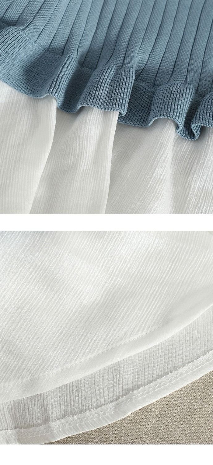 Vrouwen Slim Fashion Gebreide Onderkant Trui Jurk Tweedelig Pak Rok Studentenpak_voghion.com
