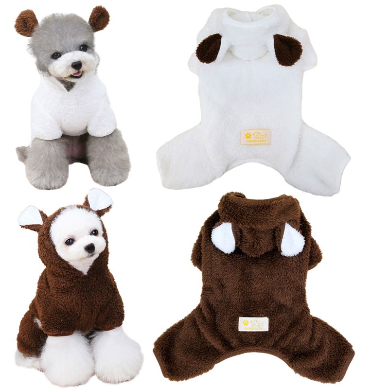 Felpe con cappuccio in pile caldo per animali domestici, abbigliamento per cani di piccola e media taglia, pigiami con bulldog francese, chihuahua, lavori di costruzione per cani, mocio di PawParty Store_voghion.com