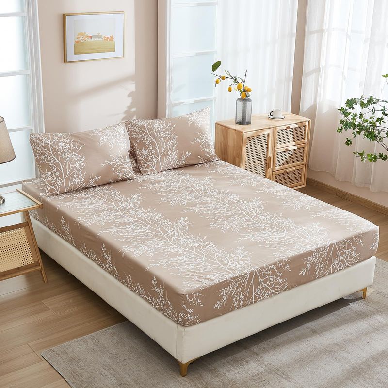 Set di biancheria da letto con motivi floreali botanici, lenzuola con angoli, misura Queen/King, 100% cotone biologico, stampa digitale ipoallergenica, per camera da letto padronale e per bambini._voghion.com