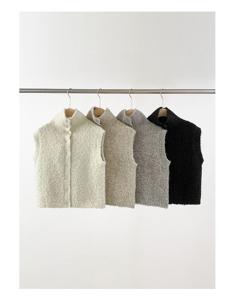 Lines Style Winter Korean Version Sleeveless Intellectual Commuting Versatile Wool Cardigan_voghion.com