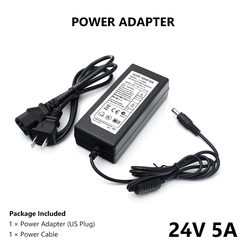 DC 24V 5A US/EU/UK/AU Plug Charger Universal AC100-240V To DC 24V 5A Power Supply Adapter Converter Module Stable High Power_voghion.com