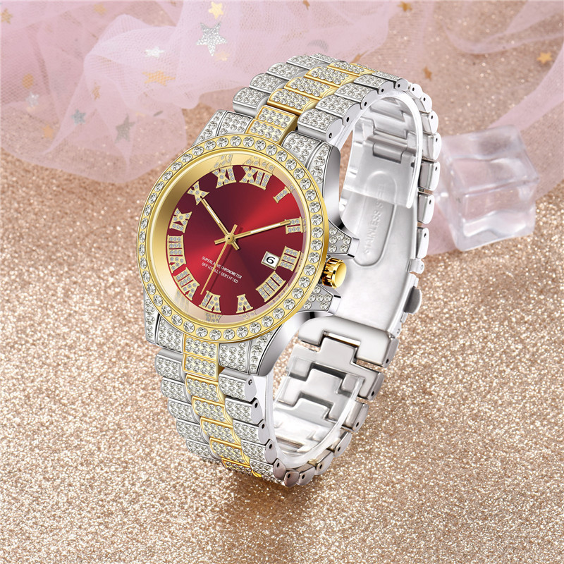 Merk Diamond Set voor heren nieuwe mode Water Ghost Hip Hop kalender quartz horloge_voghion.com