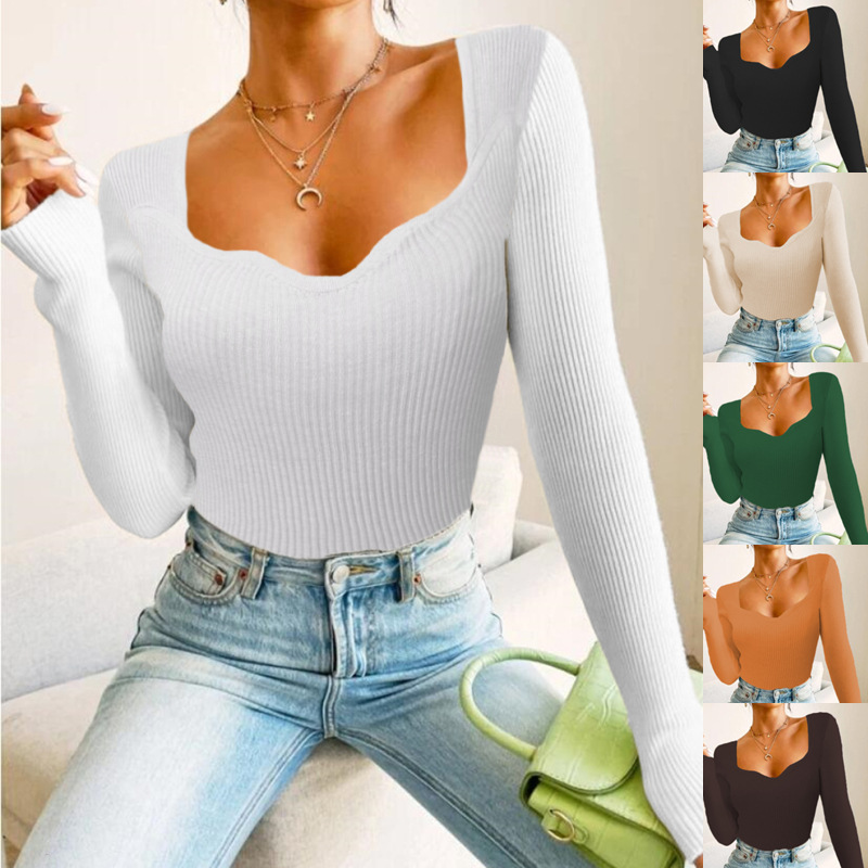 Top maglione pullover sexy a maniche lunghe da donna_voghion.com