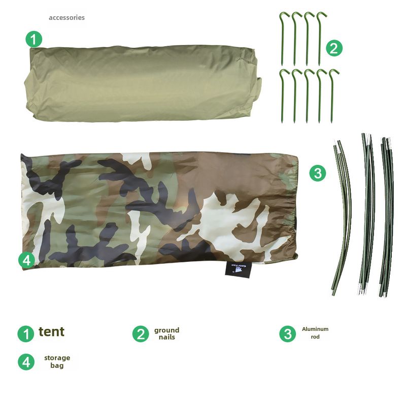 Verdicktes Einzelzelt für den Außenbereich, Camouflage-Tunnelzelt, Bergsteigen, Camping, winddicht, tragbares, wasserdichtes Campingzelt_voghion.com