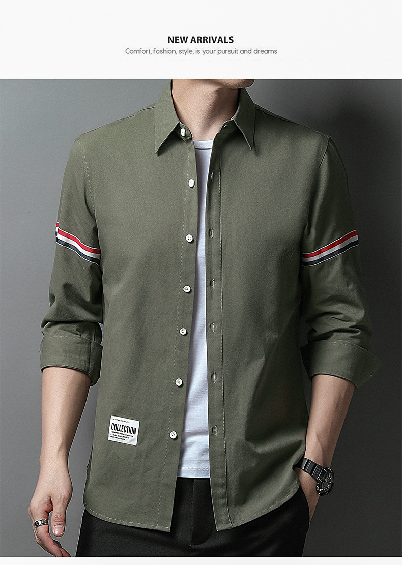 2024 Primavera e autunno nuova camicia di cotone da uomo primavera e autunno casual formale abbigliamento giacca larga in puro cotone tinta unita manica lunga fodera_voghion.com