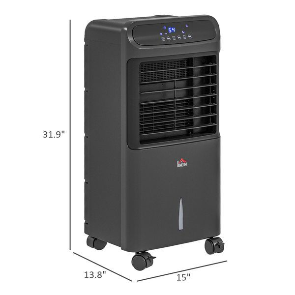 HOMCOM Portable Evaporative Air Cooler 3-in-1 Ice Cooling Fan With Remote Oscillation Timer Black For Home Office_voghion.com