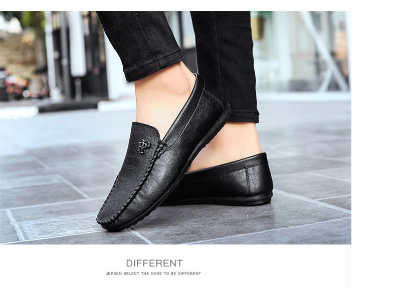 Doudou Shoes Men's Spring And Summer New Soft-soled Breathable Lazy Slip-on Casual Leather Shoes European Station Trendy British Loafers_voghion.com