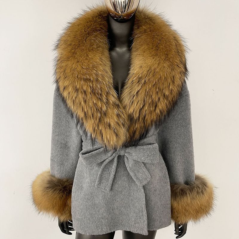 Luxuriöser doppelseitiger Wollmantel mit Fuchspelzkragen – Übergroßer Damen-Wintermantel, eleganter mittellanger Trenchcoat für Freizeit und Büro_voghion.com