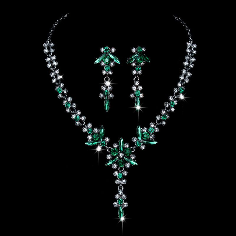 Women's Jewelry Set Bridal Necklace Set Fashion High End Crystal Necklace Earrings Jewelry Two Piece Set_voghion.com