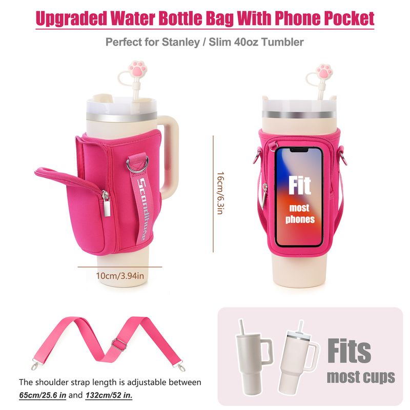Custodia per bottiglia d'acqua portatile fresca e semplice in stile estivo, borsa per cellulare, tazza anticaduta e antiscottatura di grande capacità_voghion.com