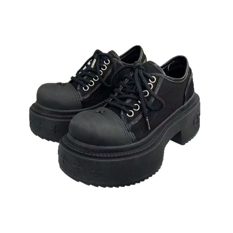 26ss Flower Cross S Derby New Wild Low-top Lace-up Casual Color-blocking Versatile Height-increasing Black And White Bi_voghion.com
