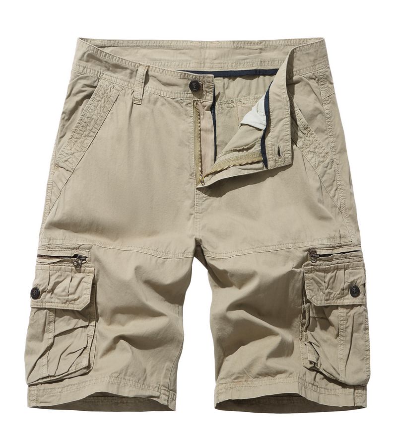 Pantalones cortos cargo de algodón con bolsillo con solapa para hombre para primavera y verano_voghion.com