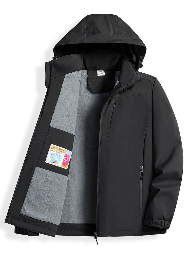 Giacca calda e spessa foderata in pile per uomo e donna, antivento, impermeabile, con cappuccio per escursioni autunnali e invernali_voghion.com